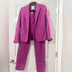Mango Pink Blazer Tailored Fit Notched Lapels